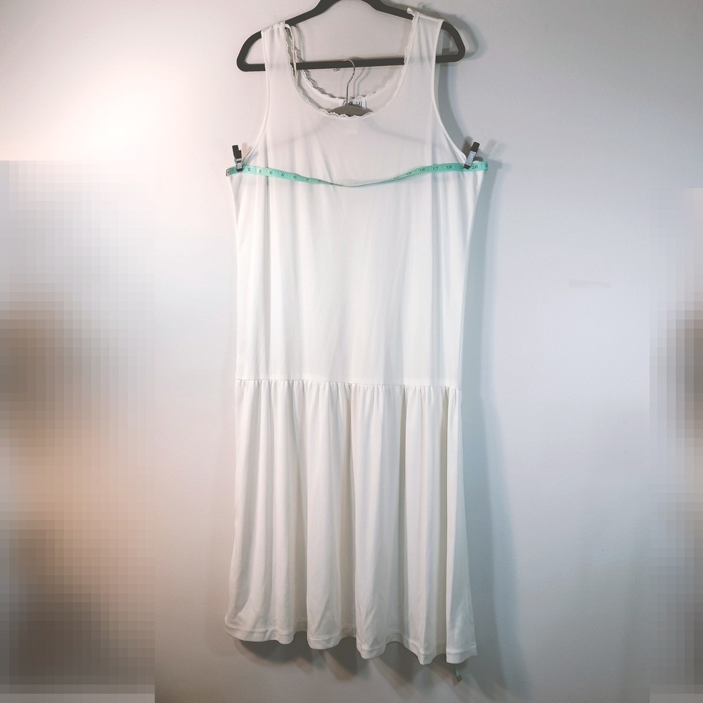 Vintage Gilberti White Drop Waist Sleeveless Lace Trim Slip/Chemise
